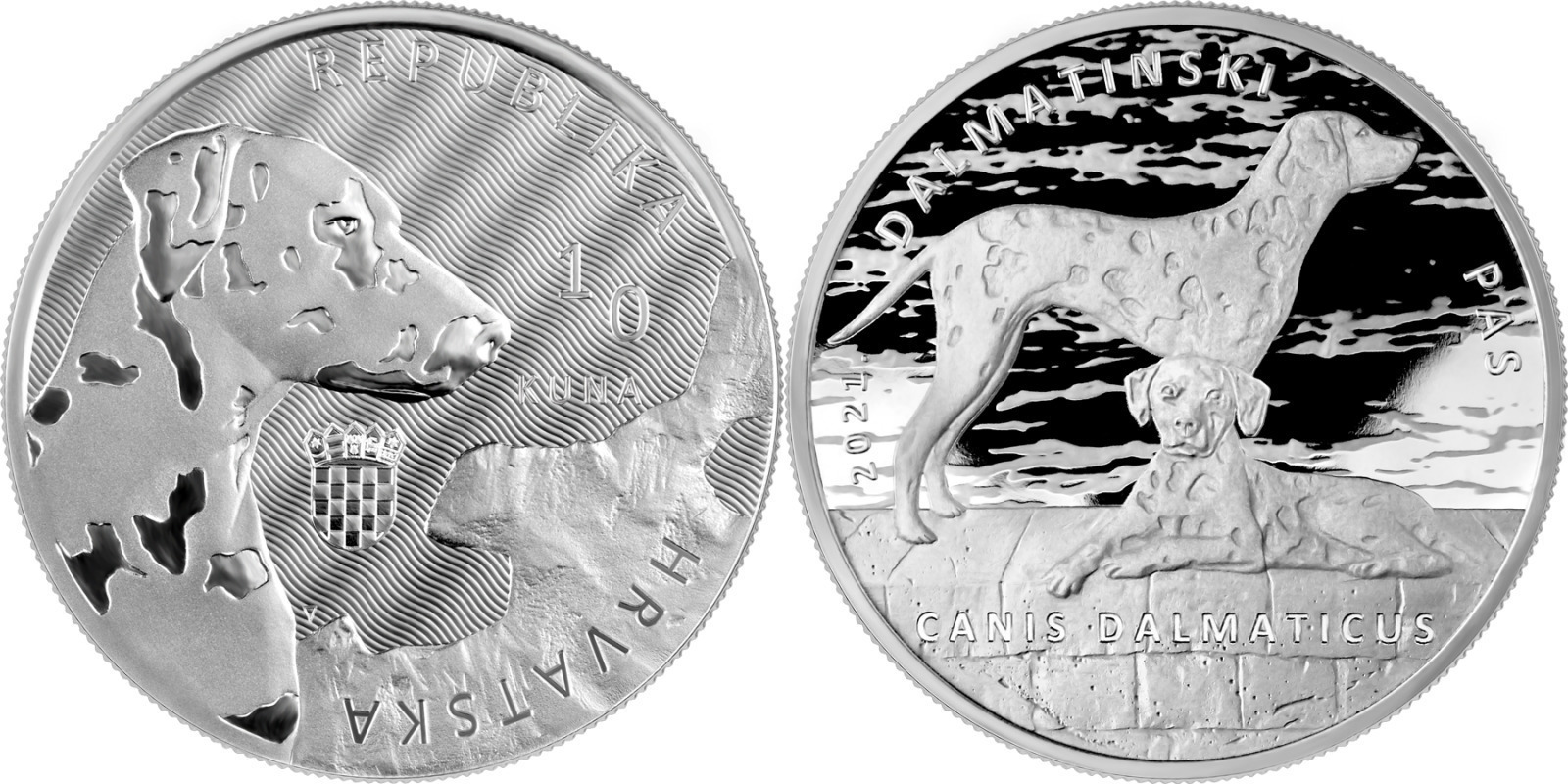 Kroatien 10 Kuna 2021 Dalmatian Dog 1 oz Silvercoin First Silver