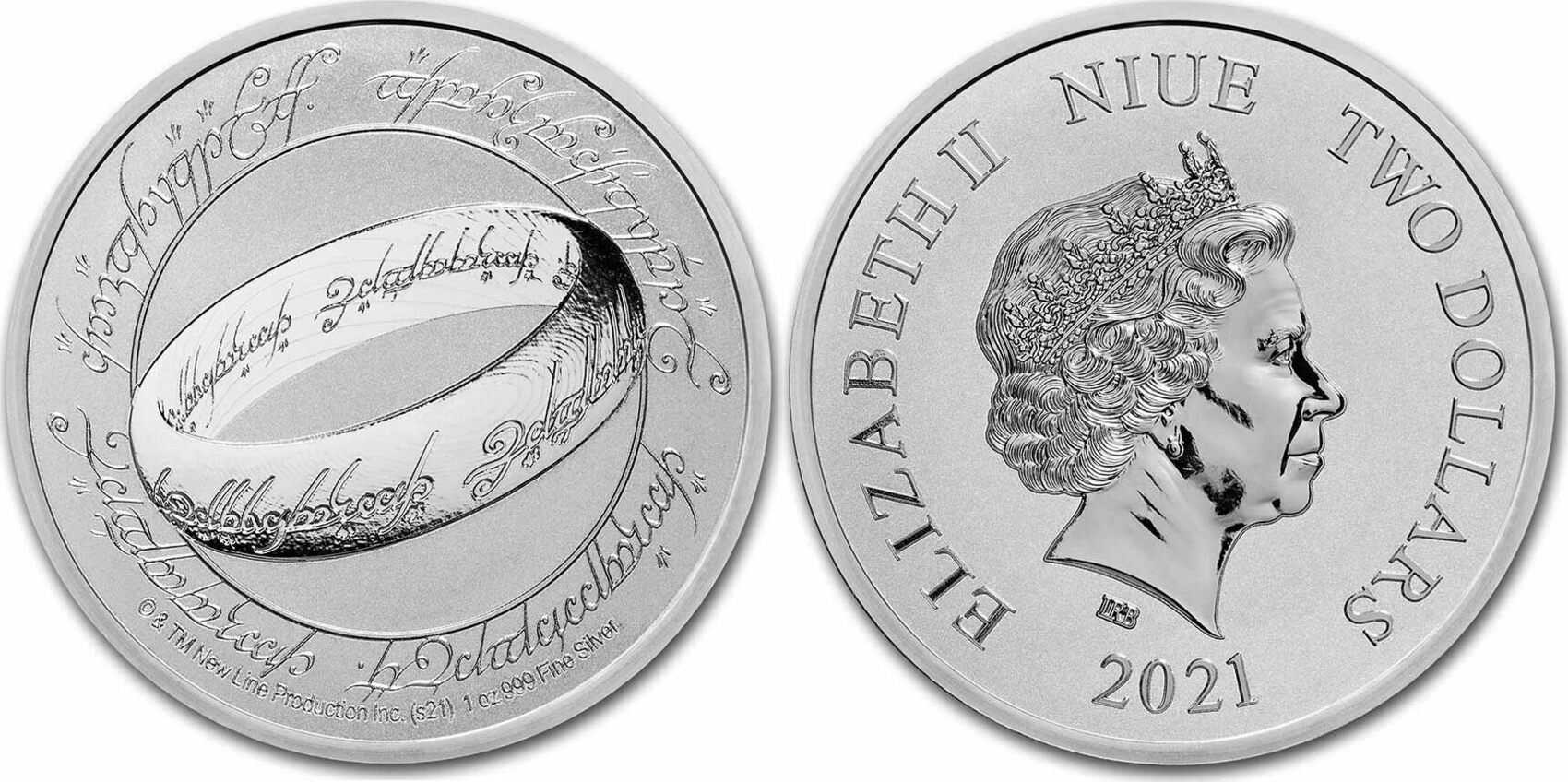 Niue 2 Dollar 2021 New Zealand Mint The Lord of the Rings - The one Ring 1  oz Silvercoin Brilliant Uncirculated | MA-Shops