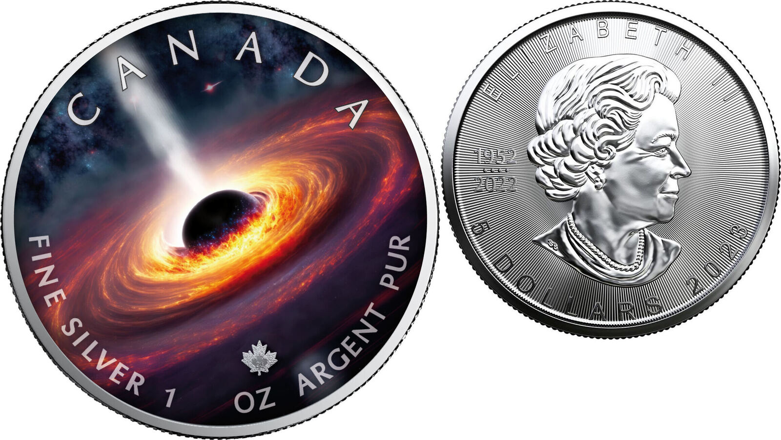 Kanada 2023 Maple Leaf Silver Coin The Universe (2) Black Hole 1 oz 999 ...
