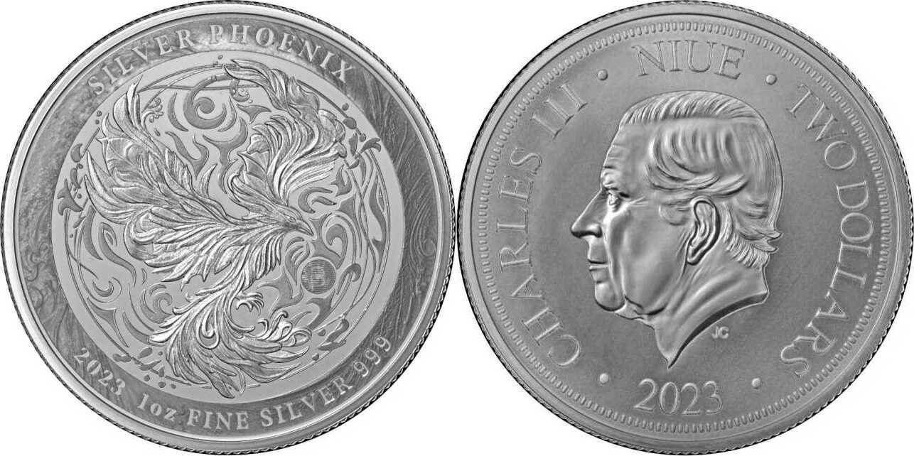 2 Dollar Niue Phoenix 2023 1 oz 999 Silver Proof-like | MA-Shops