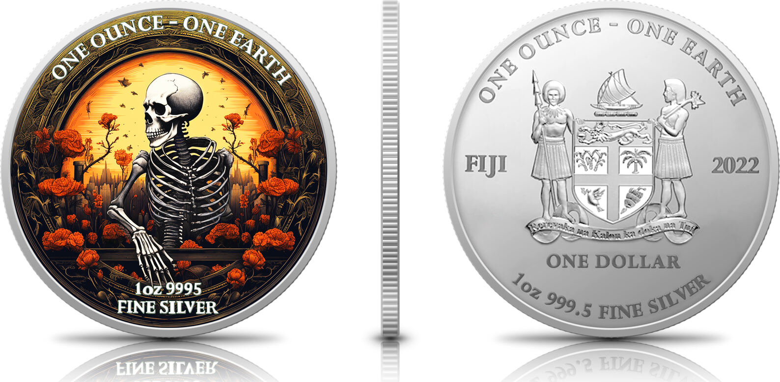 Fiji Earth Halloween Skeleton Silver Coin 1 oz 2022 Silver 999