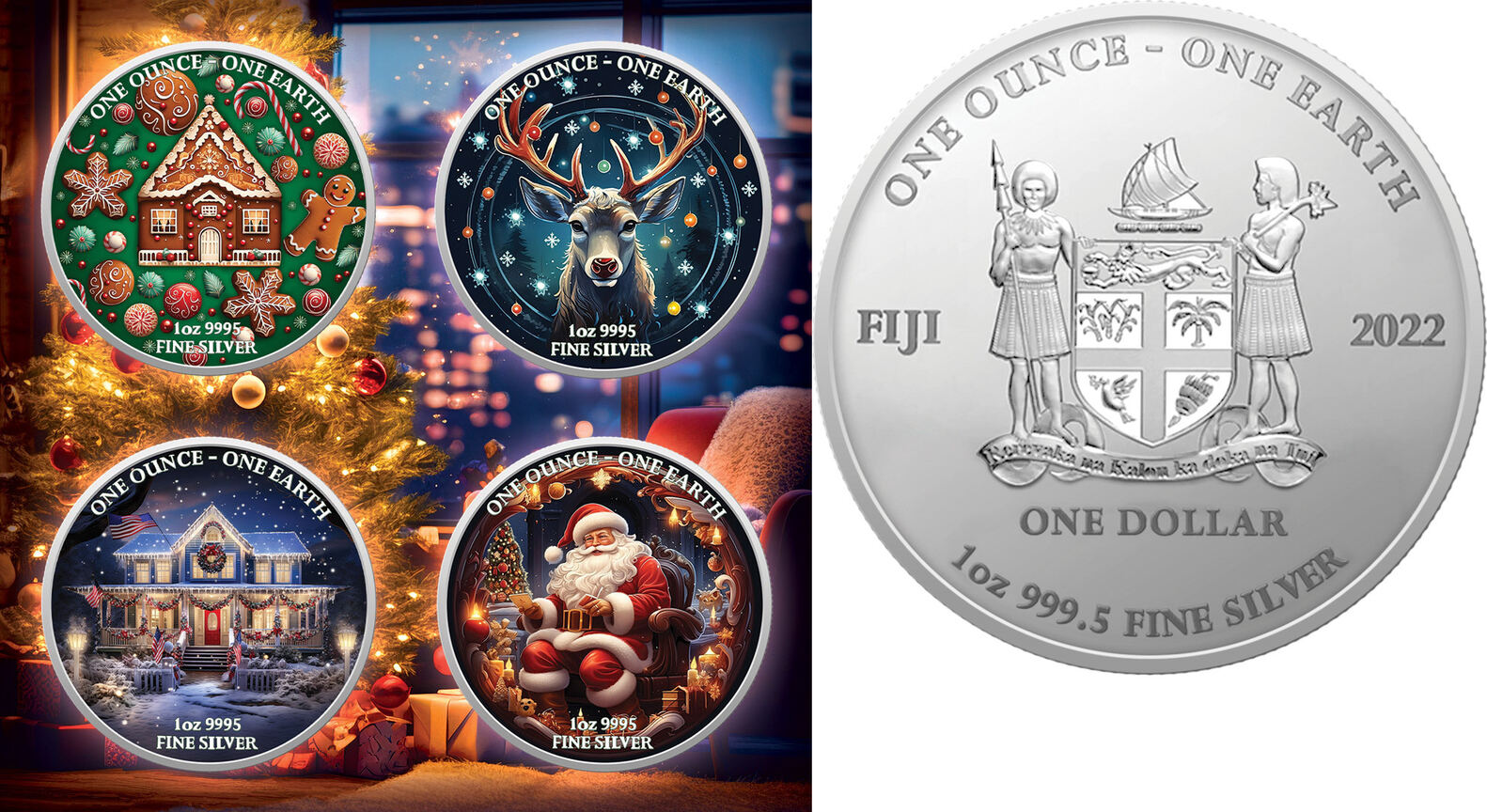 Fidschi Fiji Earth Christmas Santa Claus 1 oz 2022 Silver Coin 999