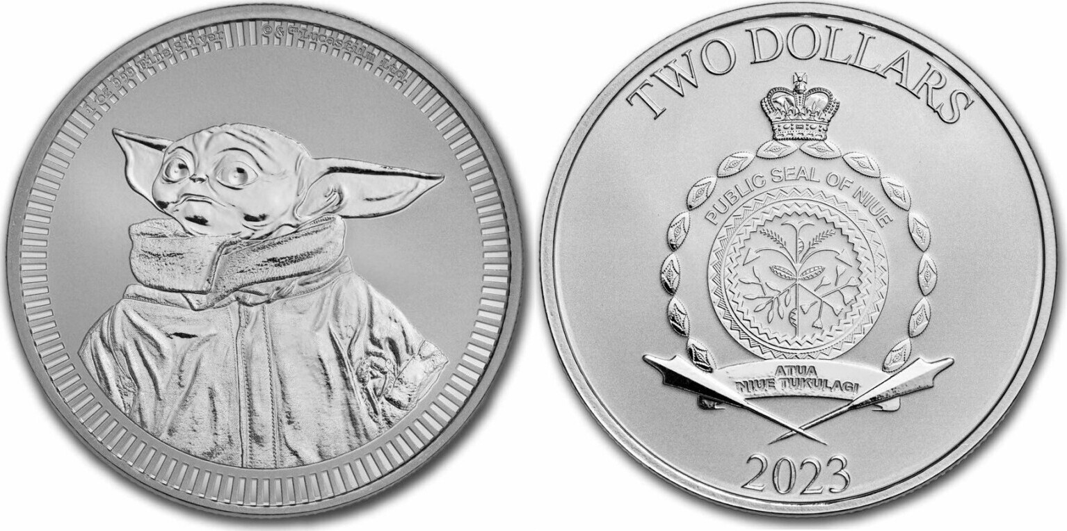 Silver coin Grogu Baby Yoda 1 oz 2023 Star Wars Niue Silver 999 ...