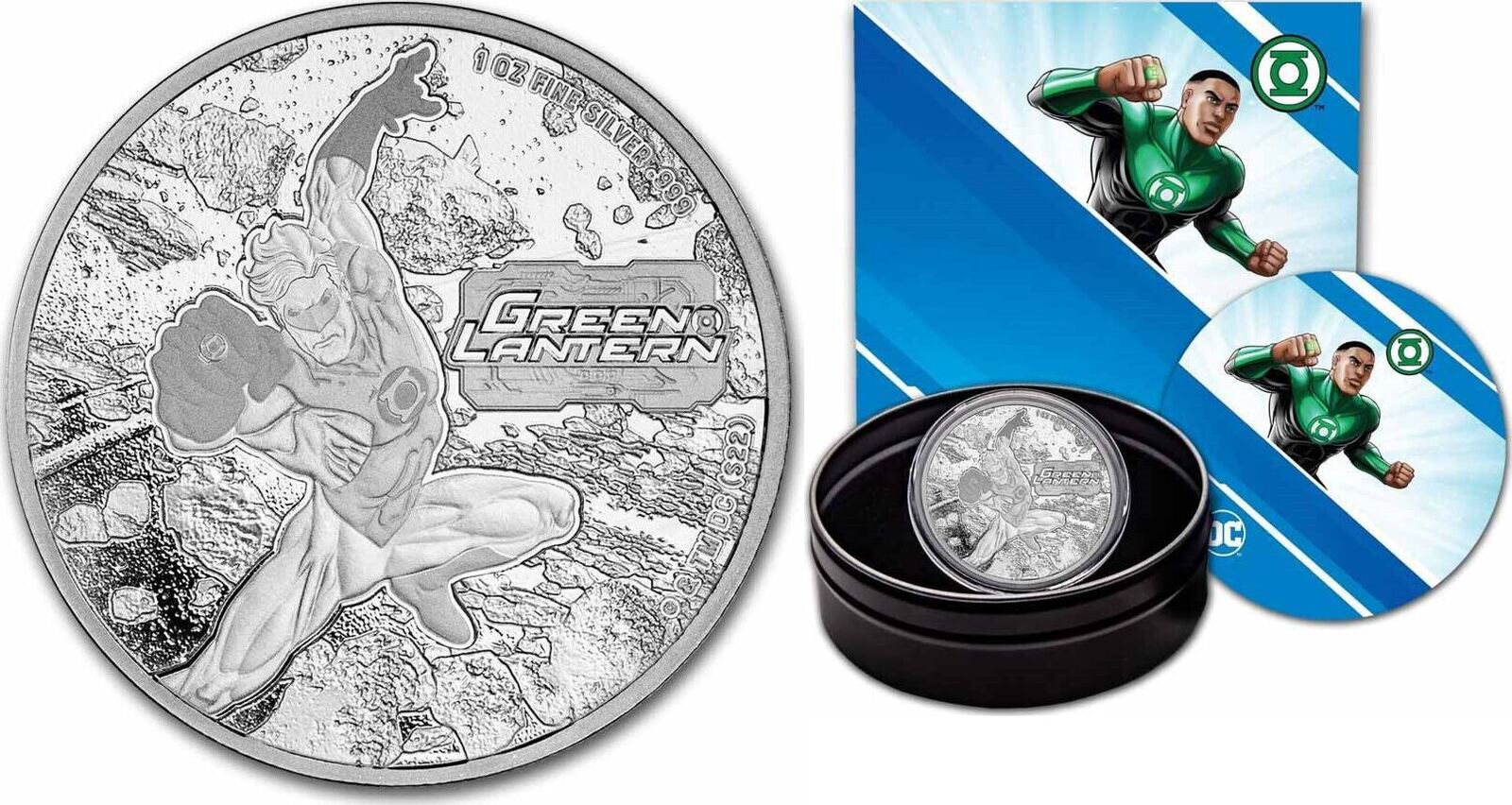 Green Lantern™ DC Comics™ 2023 1 oz Proof in Box Samoa Silver 999