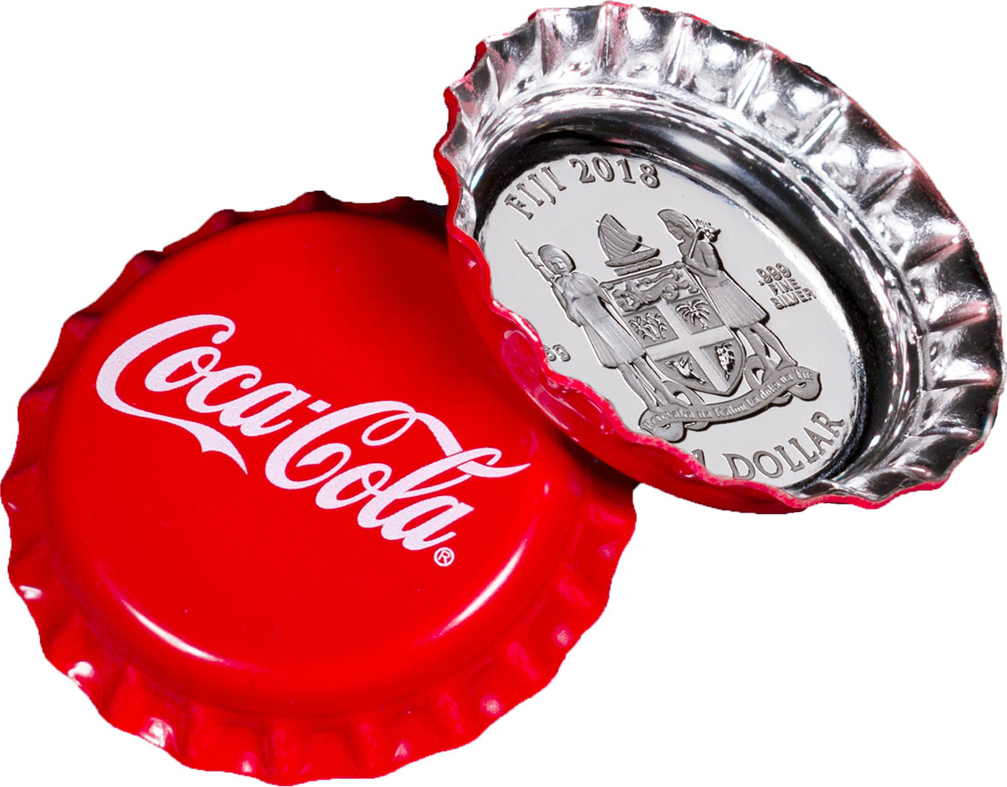 Fiji 1 Dollar 2018 CoCa Cola® Coke® Bottle Cap Silvercoin Coin
