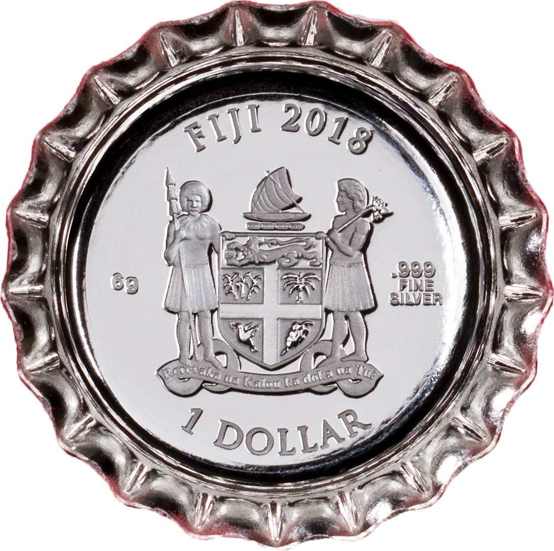 Fiji 1 Dollar 2018 CoCa Cola® Coke® Bottle Cap Silvercoin Coin