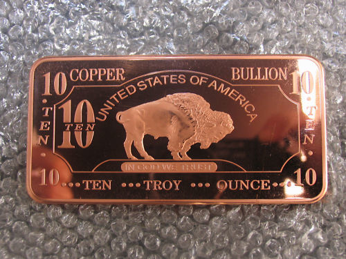 Buffalo 10 Gram Copper Bullion Bar 