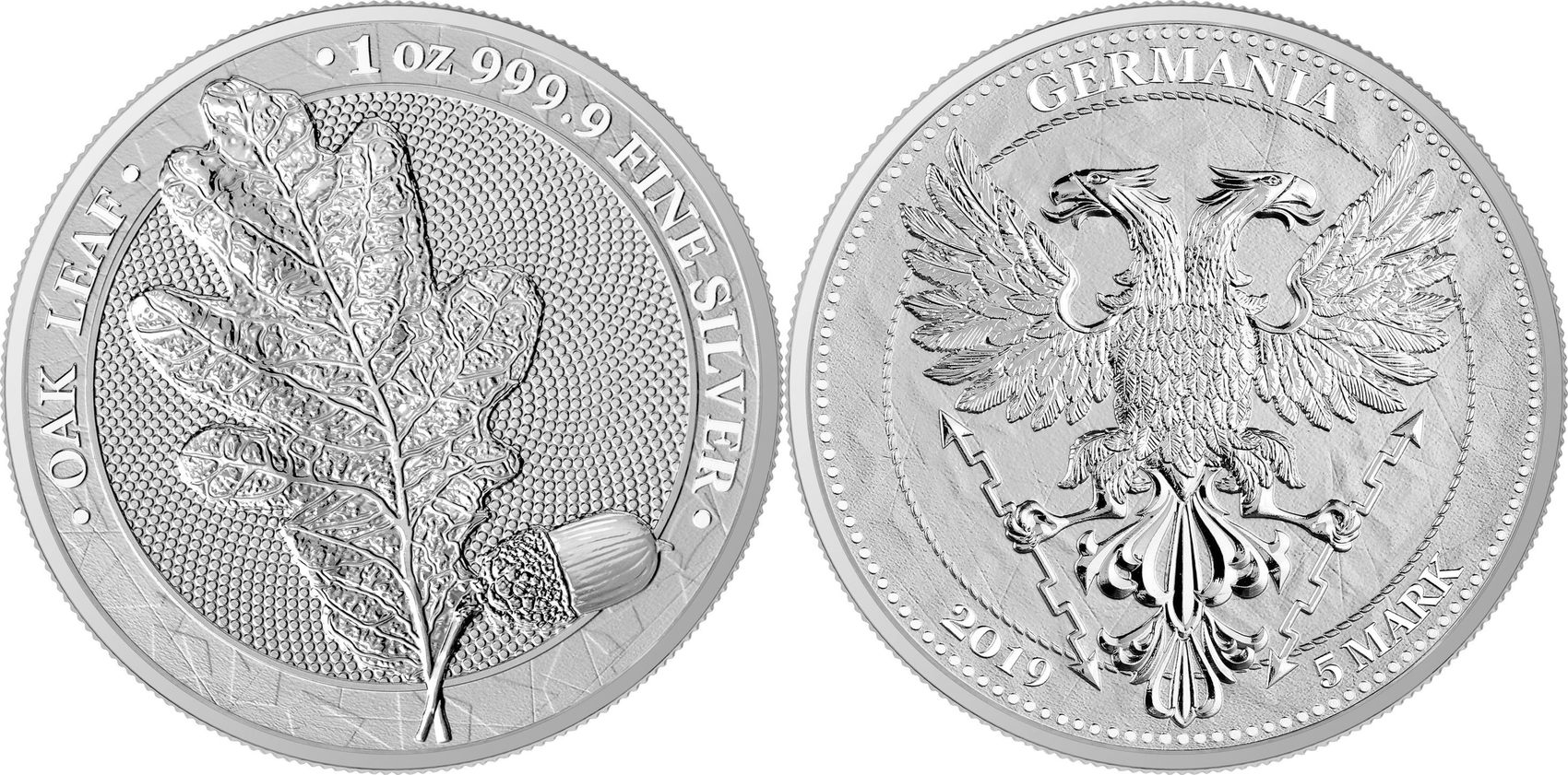 Deutschland 5 Mark 2019 Germania Mint Oak Leaf 1 oz 999 Silvercoin