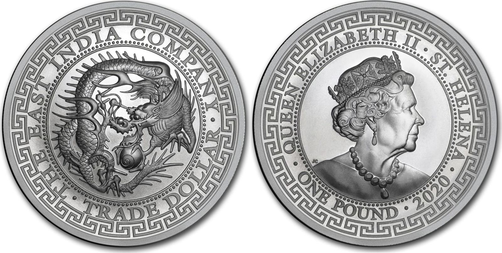 オ*ん様 ST. Helena 1ポンド 銀貨 鑑定済み SH08121044