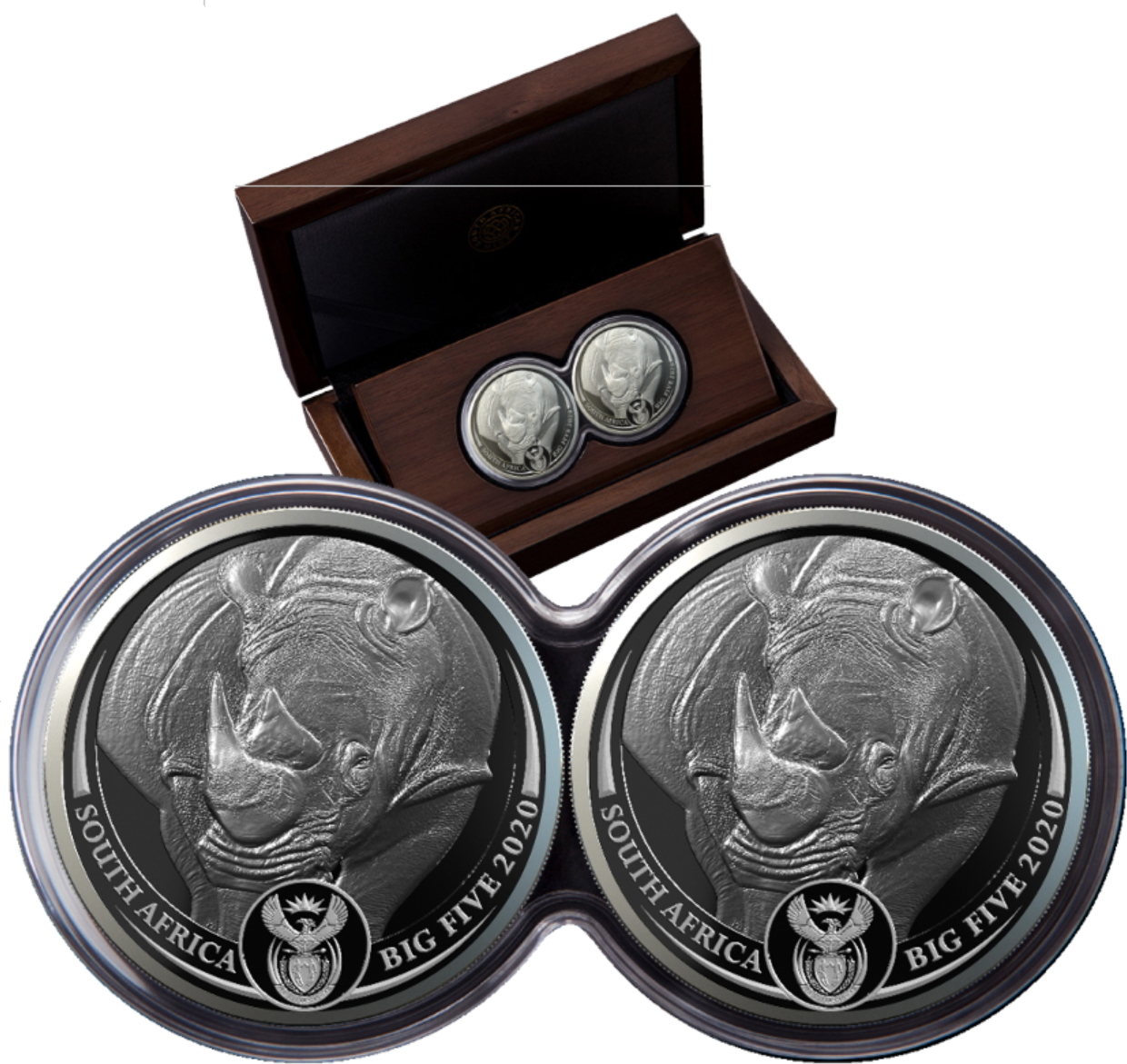 S dafrika 10 rand 2020 south african mint big five rhino 2x1 oz double