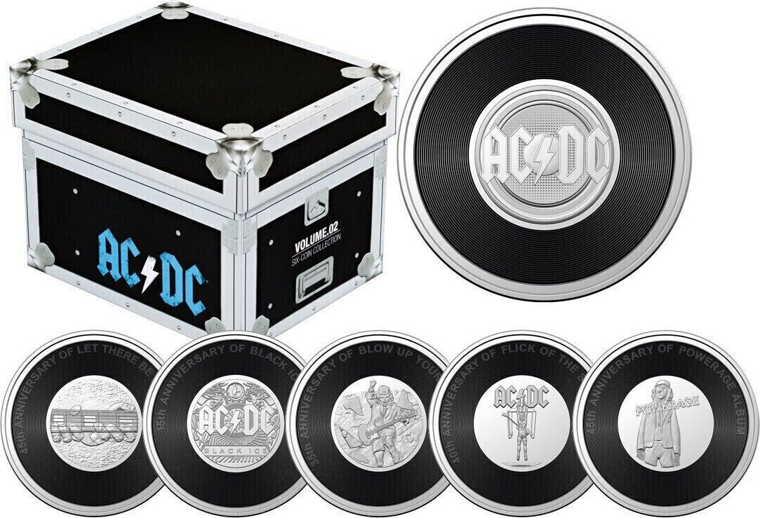 Australien Australia AC/DC Record Case 2022 6 x 20 Cent Cu/ Ni Rock ...