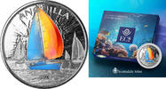 Karibik Inseln 2 Dollars Silver Coin 1 Oz Anguilla 2 Dollar EC8 Sailing Regatta 2023 Color Stamp gloss color