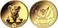 Kongo 10 Francs Gold coin 0.5 gram Worlds Wildlife Lion 2025 Gold Coin Proof -