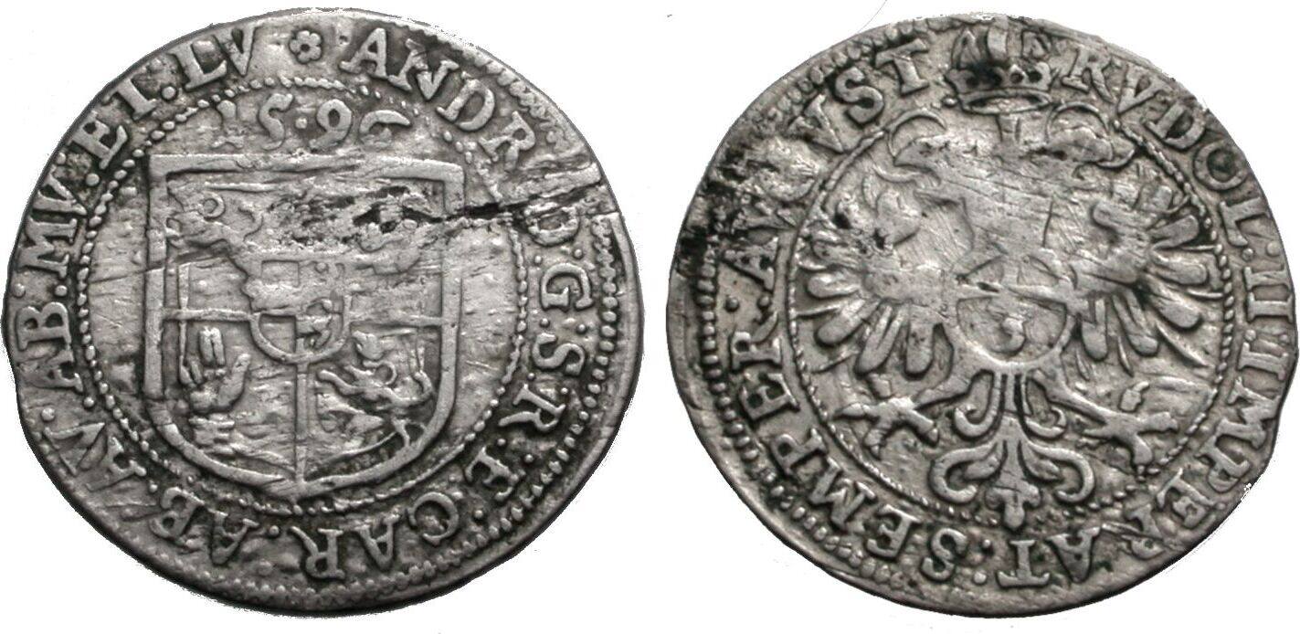 MURBACH UND LÜDERS Groschen 1596 ANDREAS VON ÖSTERREICH, 1587-1600 F-VF ...