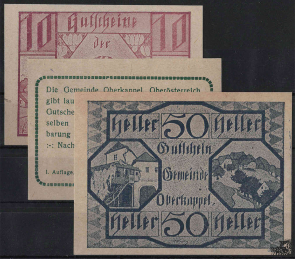 Osterreich 10 20 Und 50 Heller Oberkappel Ma Shops