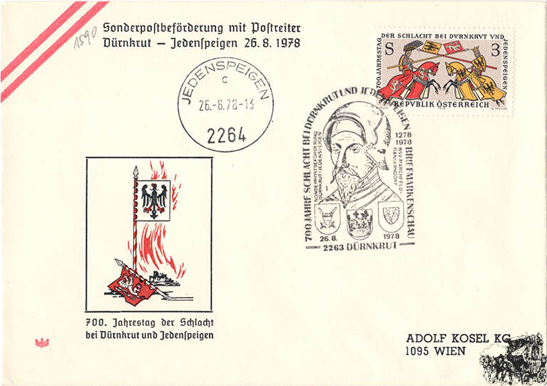 Österreich FDC 1978 - 3 S - 700. Jahrestag der Schlacht bei Dürnkrut ...