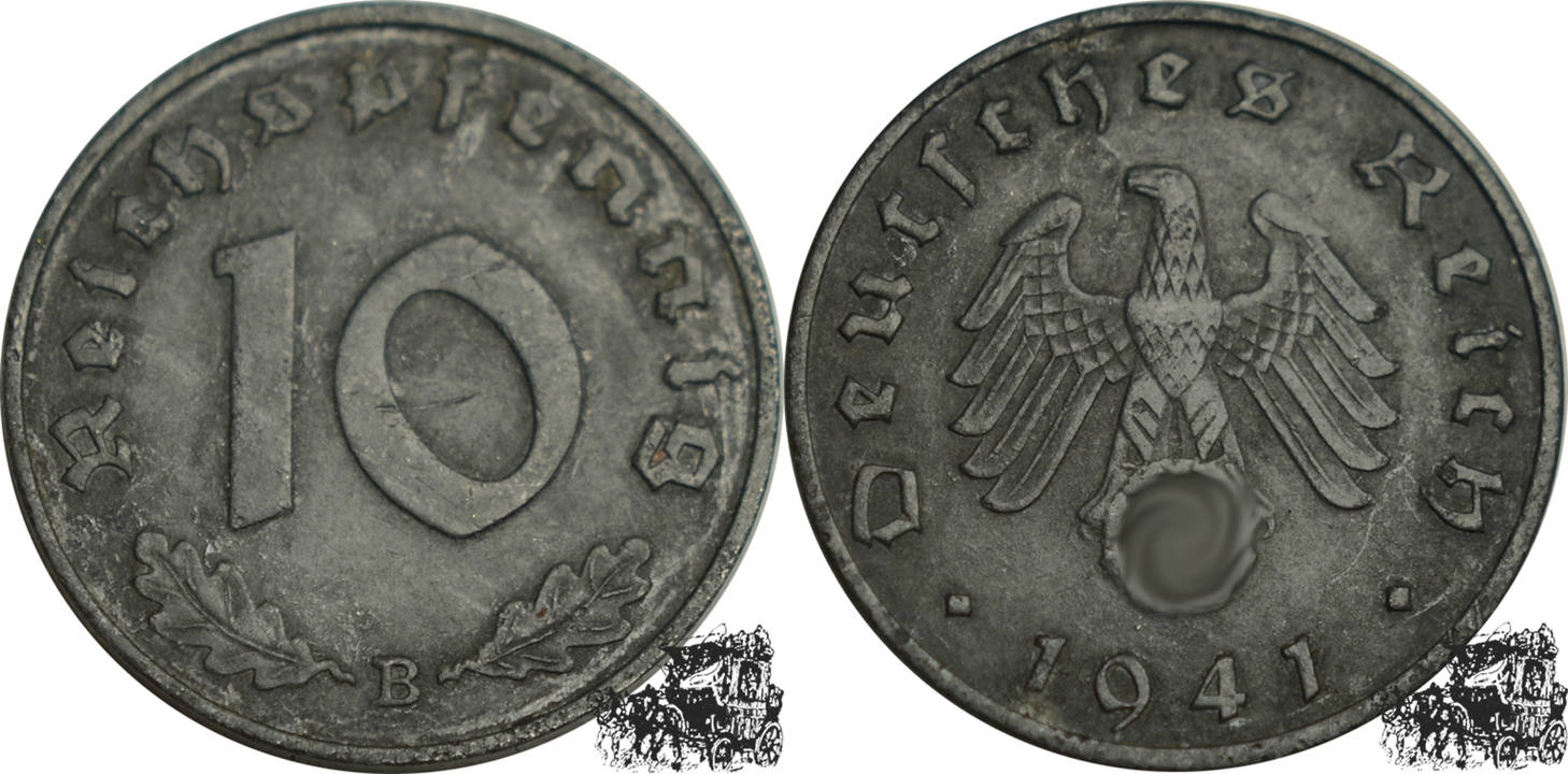 Deutschland 10. Монета Reich Pfennig 1941. 10 Pfennig 1941.