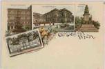Österreich Gruss aus Wien, u.a. Künstlerhaus, Farblitho ca.1895 -