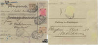 Österreich Österreich Brf. 1901, 2/10/60 Heller Freimarken Kaiserkopf mit Lackstreifen MiF Post-Begleitadresse (Paket) -