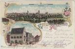 Deutschland Ansichtskarte Halberstadt, Farblitho, gelaufen 1898 -