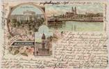Deutschland Ansichtskarte Magdeburg, Farblitho, gelaufen 1899 -