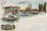 Deutschland Ansichtskarte Magdeburg, Farblitho, gelaufen 1897 -
