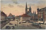 Deutschland Ansichtskarte Halberstadt, Fischmarkt, Straßenbahn, gelaufen 1915 als Feldpost -