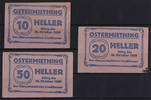 Österreich 20, 40 und 50 Heller - Ostermiething, rosa -