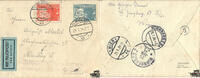 Österreich Österreich 1. Republik 50 Groschen Flugpost mit Nebenstempel Arive apres nach Nürnberg 1934 -