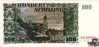 100 Schilling 1954 - 2.Republik - Wertz. oben dunkel schraffiert - vorzüglich -