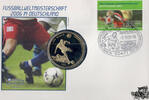 Deutschland 10 Perper Münze + 0,55 + 0,25 Briefmarke Perper Numisbrief Deutschland - Fussballweltmeisterschaft in Deutschland 2006, 100 Perper 2003 - Fussball WM, Mongolei -