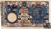    5 Lire 1907/1917 - Italien - vorzüglich 