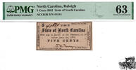  5 Cent 1861 USA / North Carolina - PMG Grad 63 - nur 2 besser bewertet