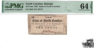  10 Cent 1861 USA / North Carolina - PMG Grad 64 EPQ - nur 1 besser bewertet
