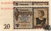 20 Reichsmark 1939 - Deutschland - UdrBst: W/ Serie H - Seriennummerpärchen - vorzüglich -
