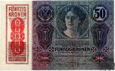 50 Kronen 1919 - DeutschÖsterreich, Randdruck hellbr. - bankfrisch -