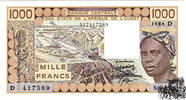 1000 Francs 1986 - West African States (Mali) - bankfrisch -