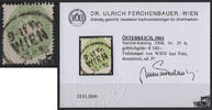 Österreich - Nr. 25 b o 3 Kreuzer Doppeladler im Oval, Teilstempel von Wien, dezentriert, rel. P! -
