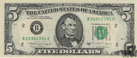 5 Dollar 1988 A - bankfrisch -