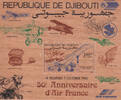Dschibuti Dschibuti 1983 Bl. ** - 250 Fr - 50 Jahre Luftverkehrsgesellschaft „Air France“ - aus Holz -