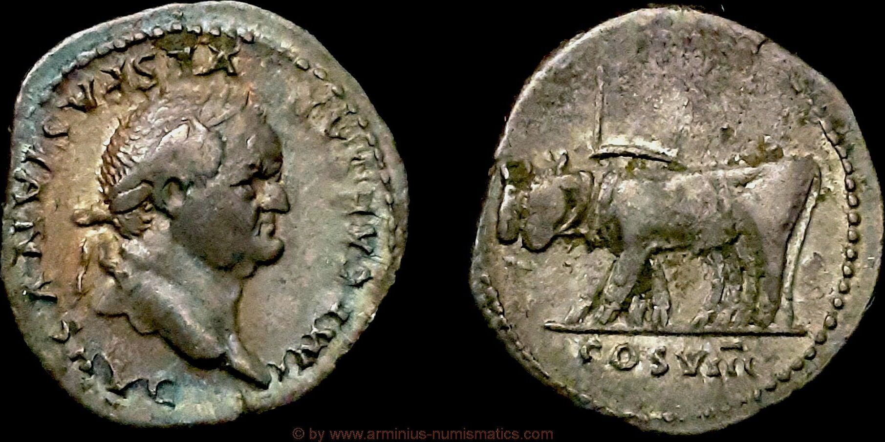 Roman Empire Denar 77-78 n. Chr. Vespasian gVF | MA-Shops