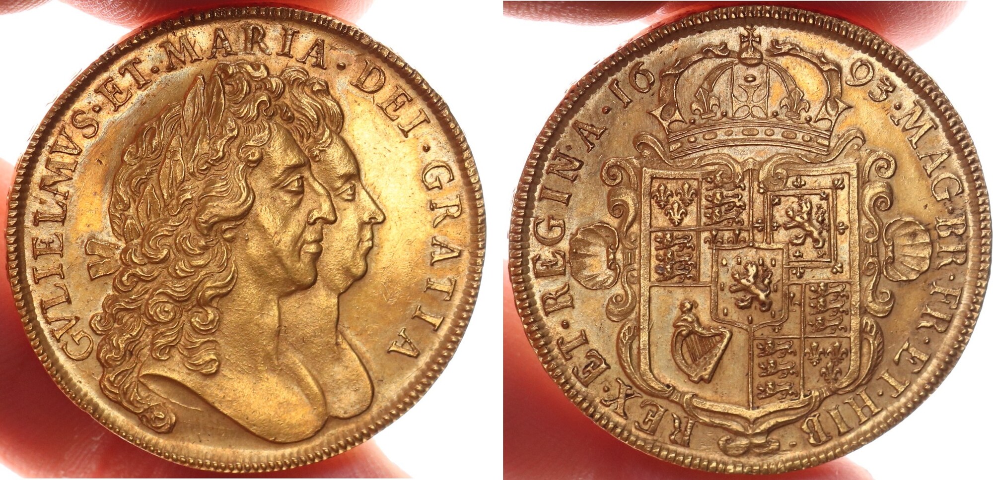 Großbritannien 5 Guineas 1693 London William III. and Mary 1689-1694 ...