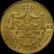 ROMANIA 20 Lei 1883B Carol I NGC AU 58