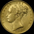 Great Britain sovereign 1850 Victoria shield MS62