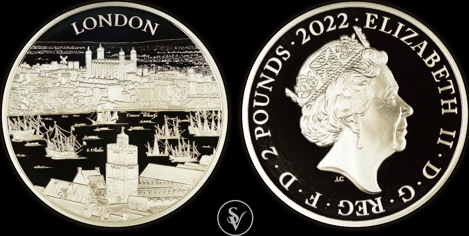 Great Britain 5 pounds 2022 London city view proof
