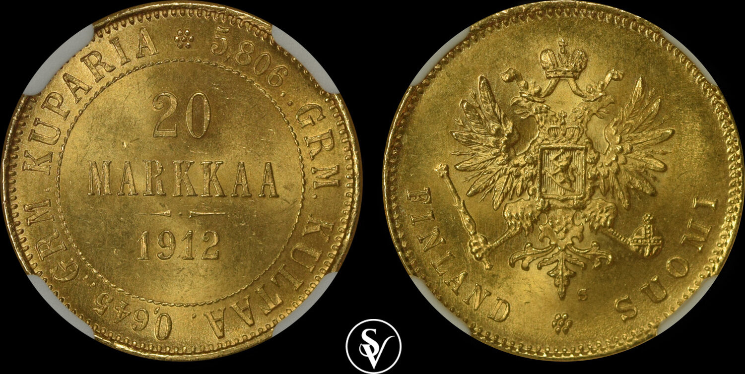 FINLAND 20 MARKKAA 1912 S Nicholas II NGC MS 64 | MA-Shops