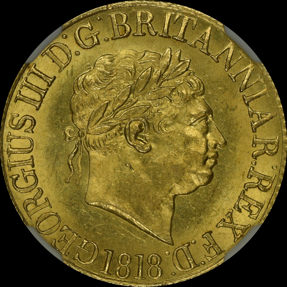 G.BRITAIN 1 sovereign 1818 George III NGC MS 63 | MA-Shops