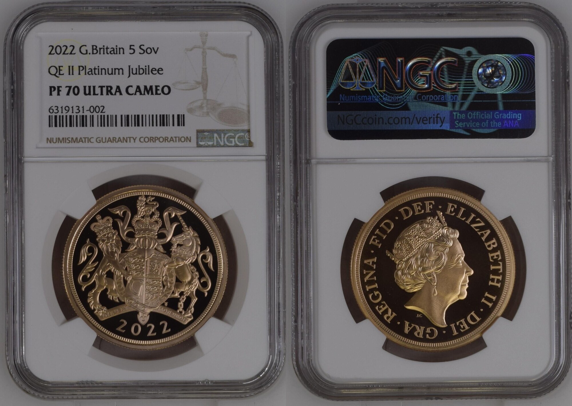 G.Britain 5SOV 2022 Platinum Jubilee NGC PF 70 ULTRA CAMEO | MA-Shops