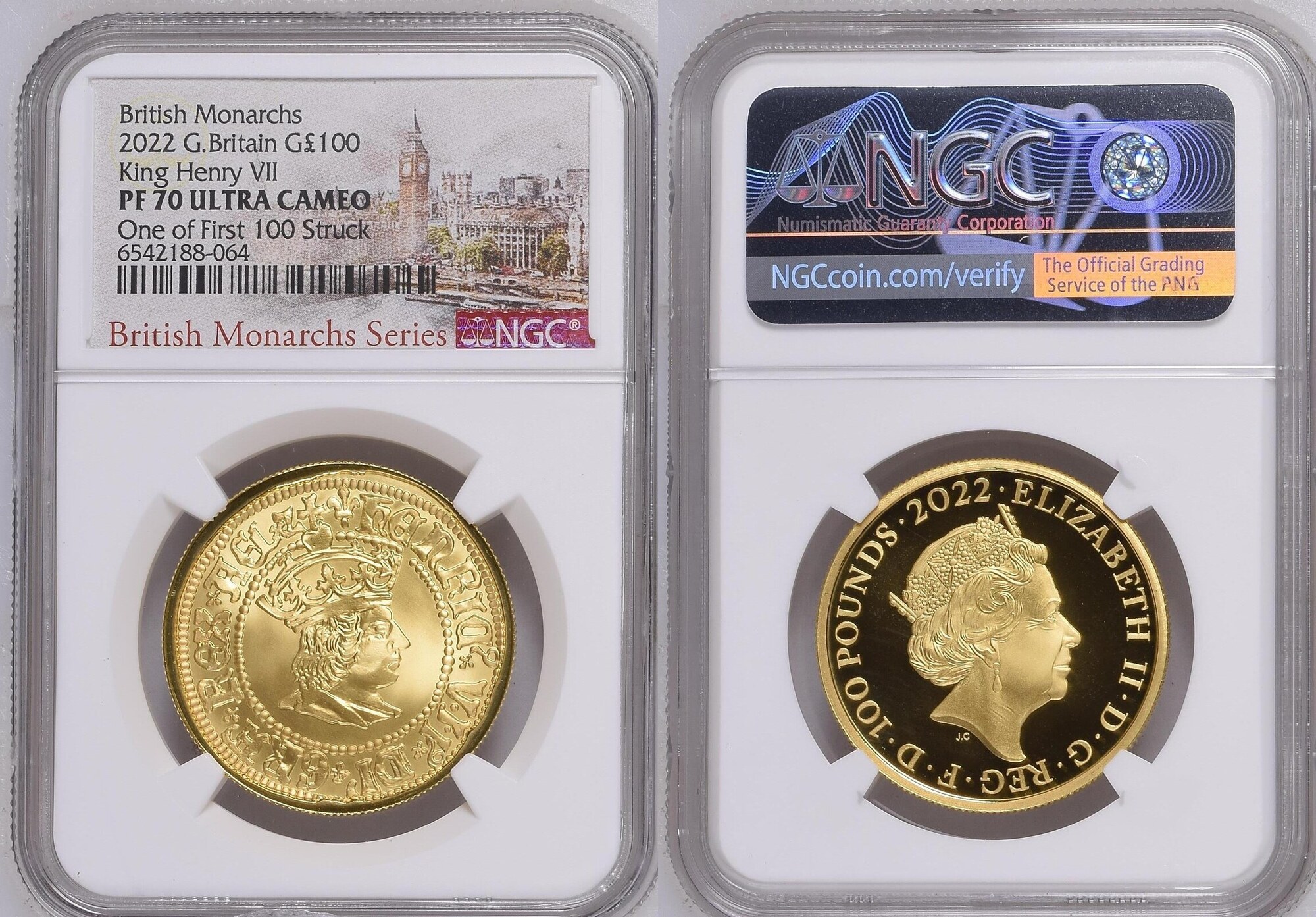 G.Britain G 100 Pounds 2022 King Henry VII NGC PF 70 ULTRA CAMEO