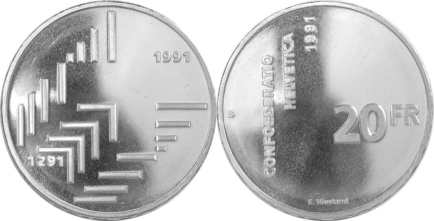 20 Franken 1991 700 Jahre Schweizerische Eidgenossenschaft BU | MA-Shops